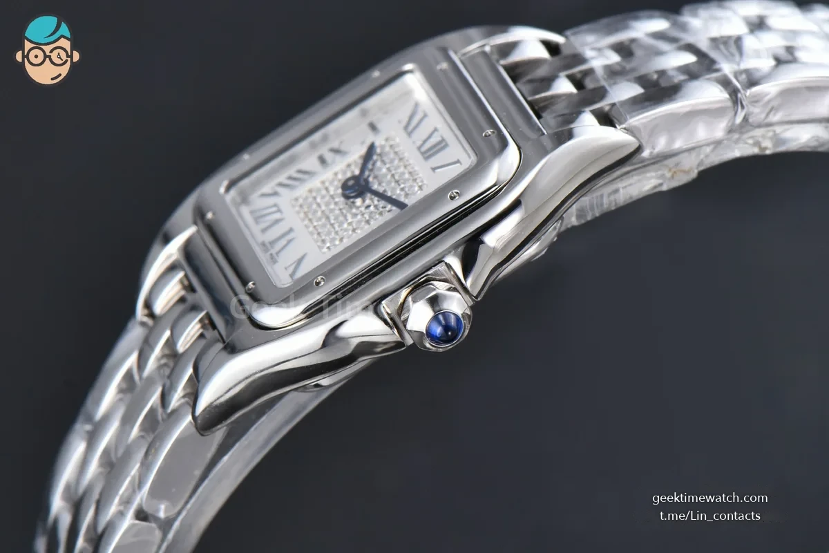 Panthère 22mm AF SS White Diamond Dial on SS Bracelet Ronda Quartz