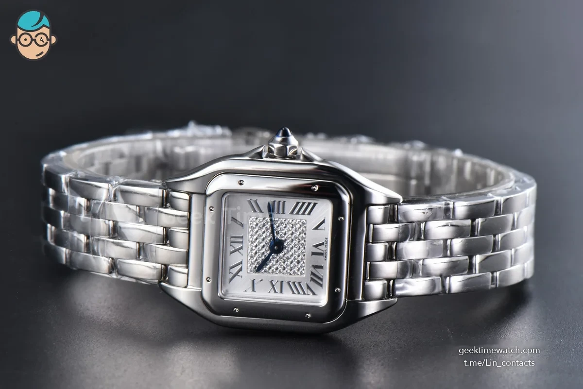Panthère 22mm AF SS White Diamond Dial on SS Bracelet Ronda Quartz