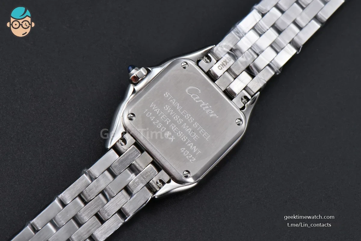 Panthère 22mm AF SS White Diamond Dial on SS Bracelet Ronda Quartz