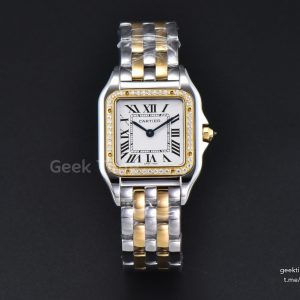 Panthère 27mm AF SS/YG Diamond Bezel  White Dial on SS/YG Bracelet Ronda Quartz