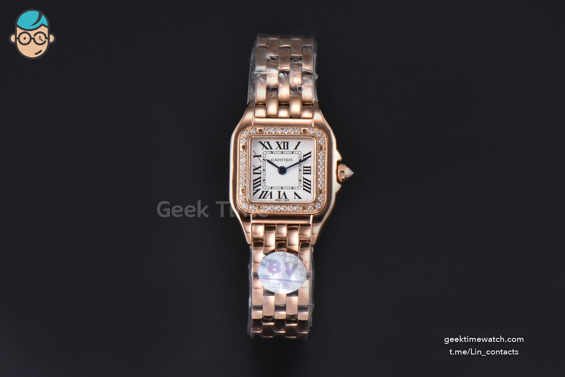 Panthère Secrete Ladies 22mm RG BVF White Dial Diamond Bezel RG Bracelet Ronda Quartz
