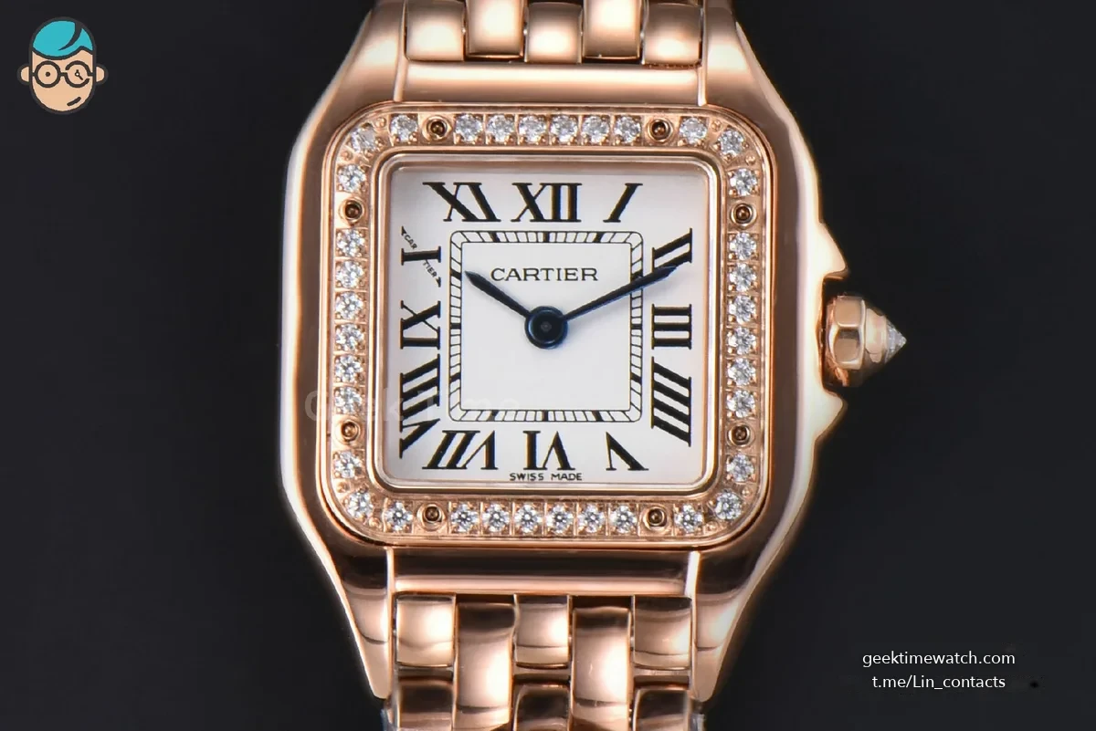 Panthère Secrete Ladies 22mm RG BVF White Dial Diamond Bezel RG Bracelet Ronda Quartz