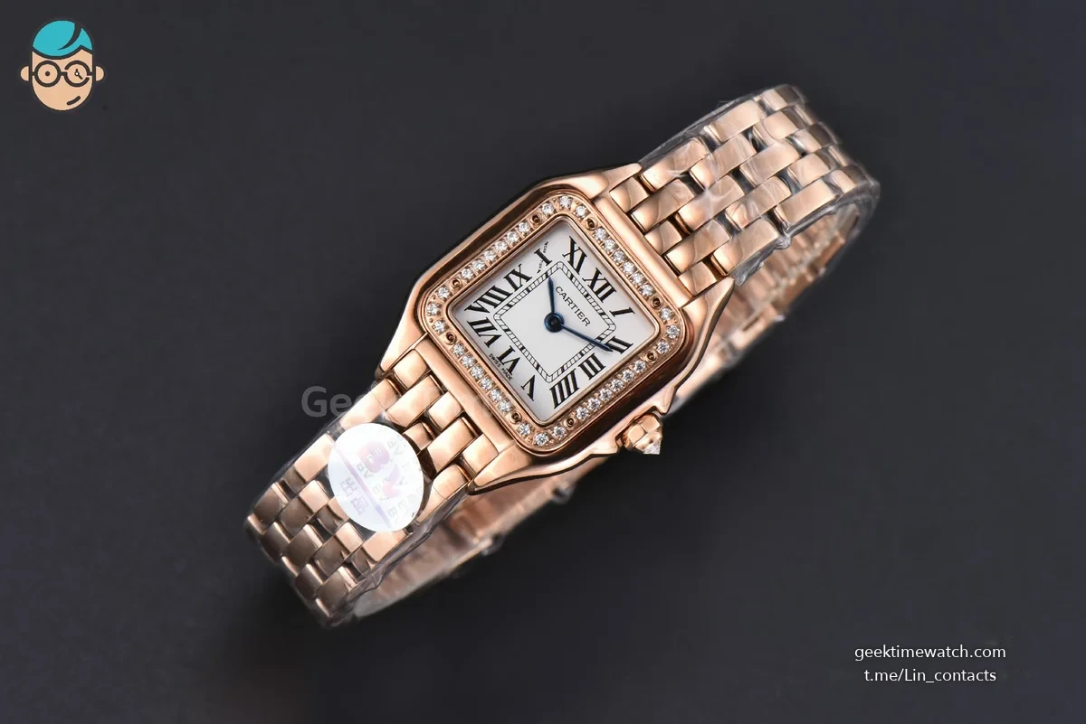 Panthère Secrete Ladies 22mm RG BVF White Dial Diamond Bezel RG Bracelet Ronda Quartz