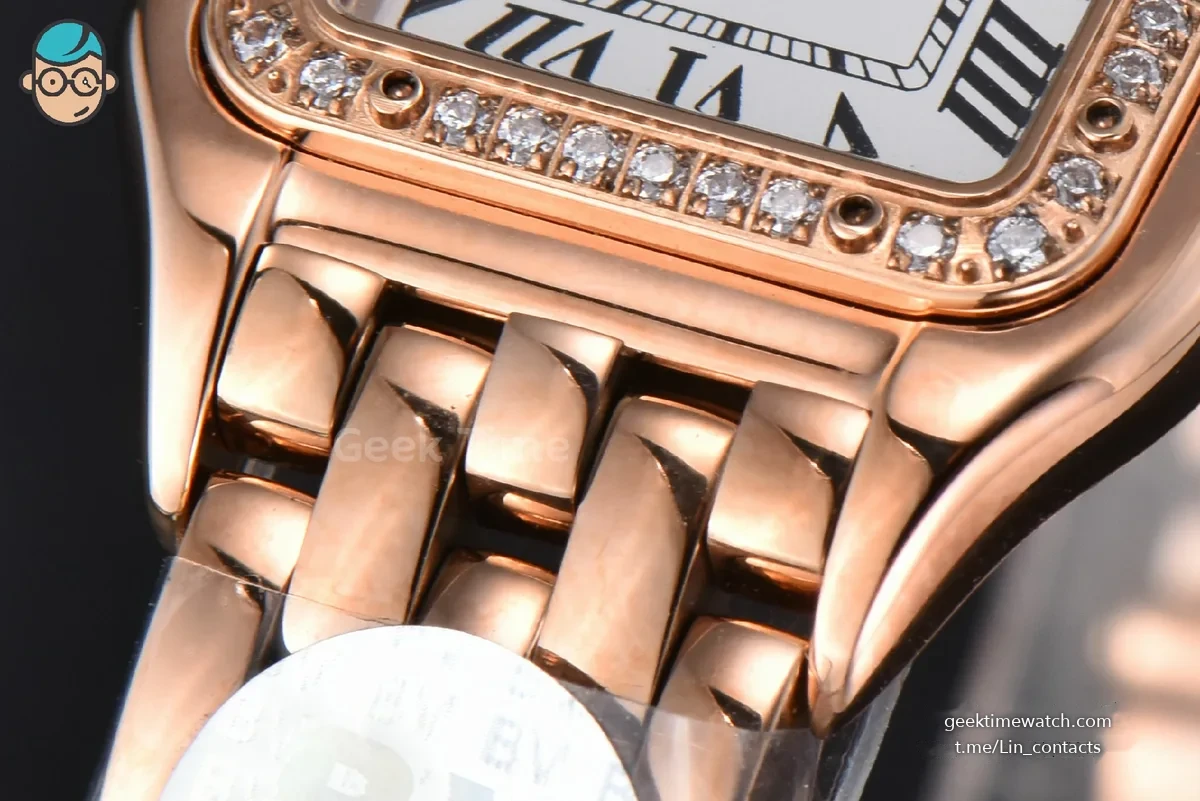 Panthère Secrete Ladies 22mm RG BVF White Dial Diamond Bezel RG Bracelet Ronda Quartz
