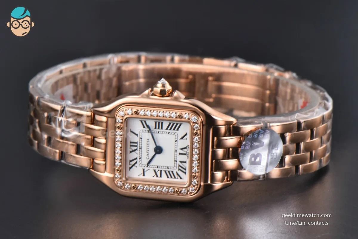 Panthère Secrete Ladies 22mm RG BVF White Dial Diamond Bezel RG Bracelet Ronda Quartz
