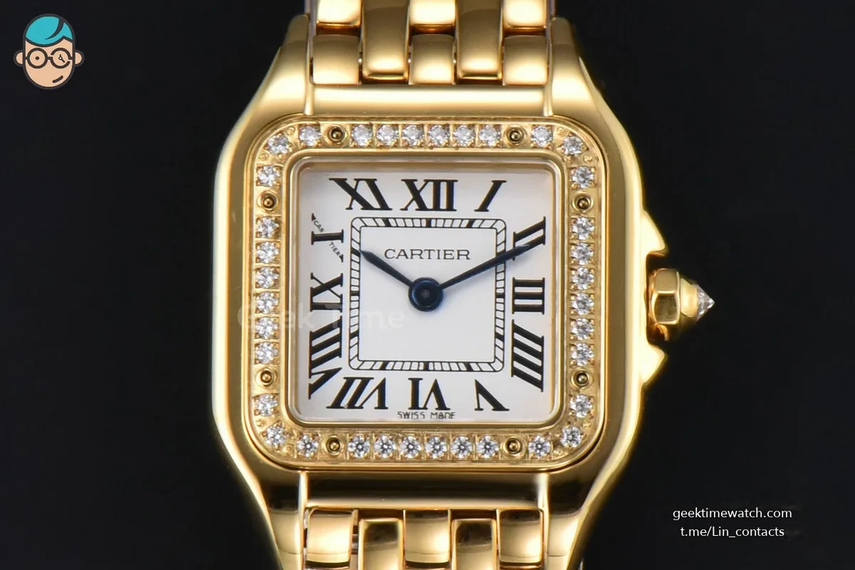 Panthère Secrete Ladies 22mm YG BVF White Dial Diamond Bezel YG Bracelet Ronda Quartz