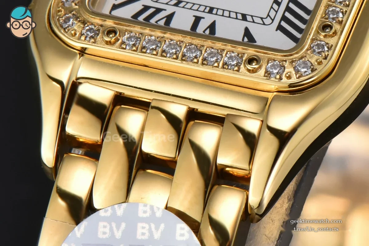 Panthère Secrete Ladies 22mm YG BVF White Dial Diamond Bezel YG Bracelet Ronda Quartz