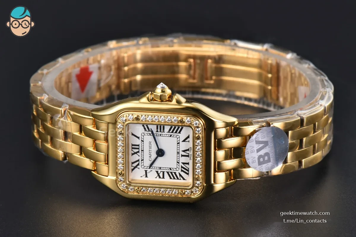 Panthère Secrete Ladies 22mm YG BVF White Dial Diamond Bezel YG Bracelet Ronda Quartz
