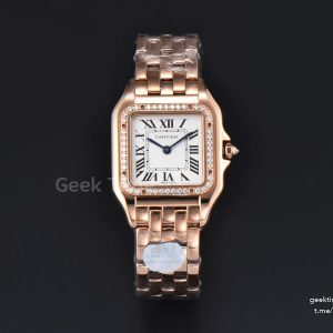 Panthère Secrete Ladies 27mm RG BVF White Dial Diamond Bezel RG Bracelet Ronda Quartz