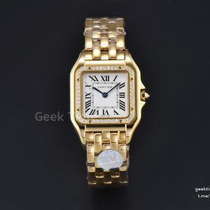 Panthère Secrete Ladies 27mm YG BVF White Dial Diamond Bezel RG Bracelet Ronda Quartz