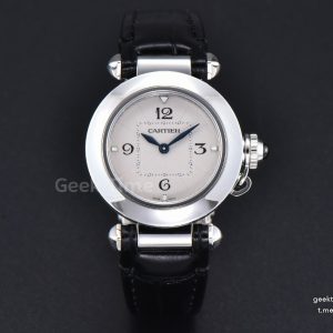 Pasha Ladies AF 30MM White Dial Black Leather Strap Jap Quartz