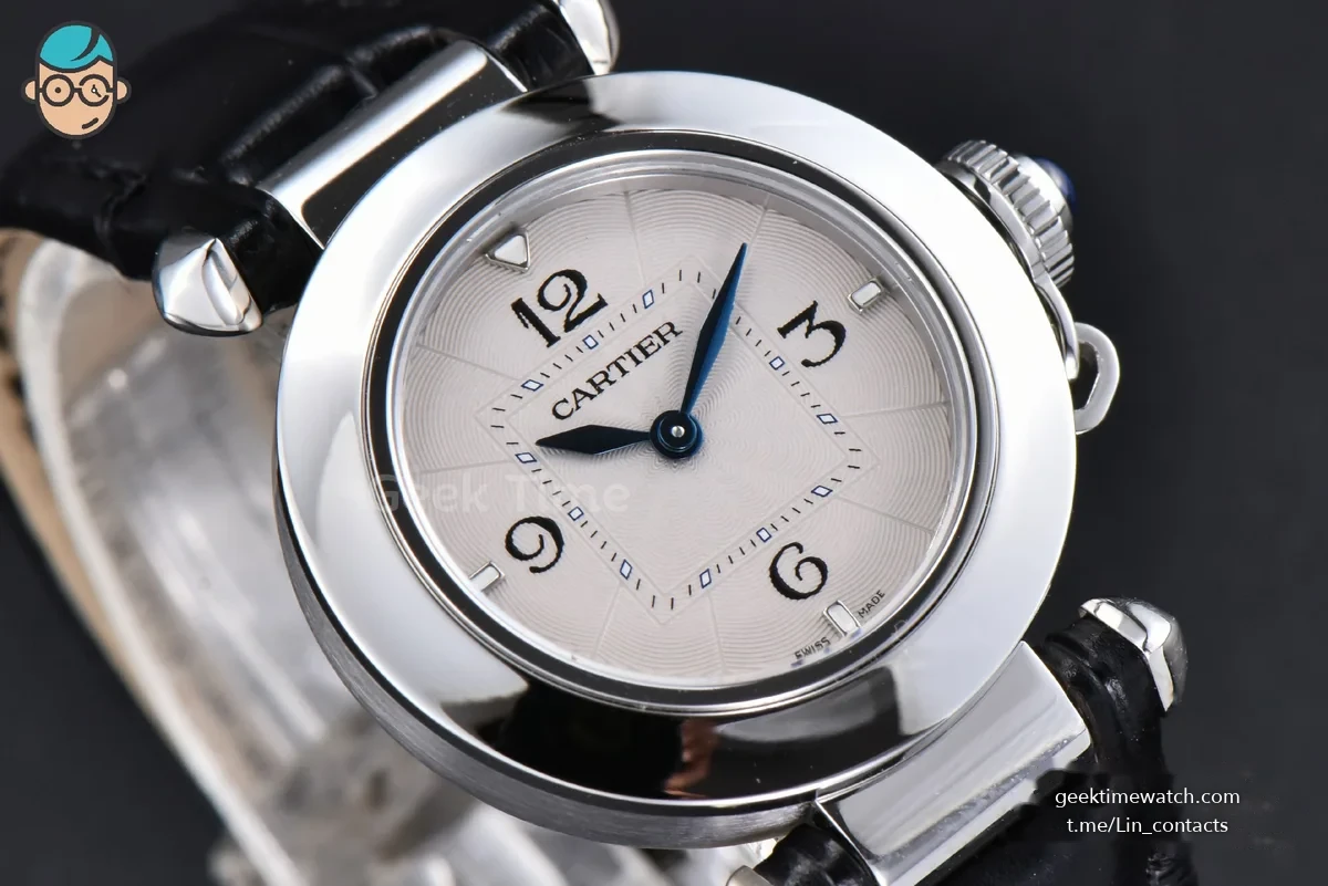 Pasha Ladies AF 30MM White Dial Black Leather Strap Jap Quartz