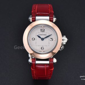 Pasha Ladies AF 30MM RG White Dial Red Leather Strap Jap Quartz