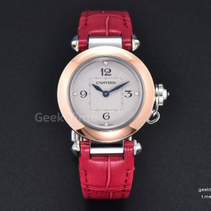 Pasha Ladies AF 30MM RG White Dial Rose Red Leather Strap Jap Quartz