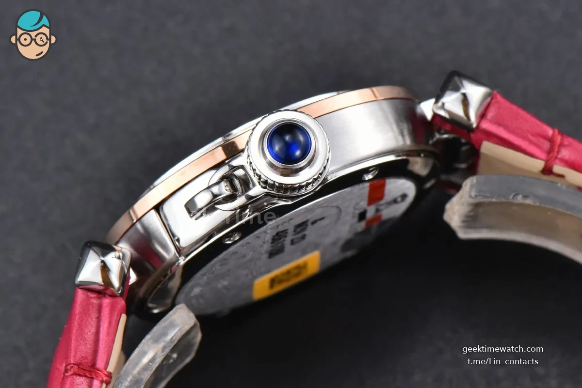 Pasha Ladies AF 30MM RG White Dial Rose Red Leather Strap Jap Quartz