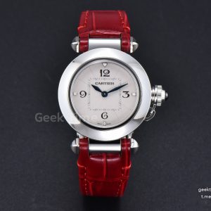 Pasha Ladies AF 30MM White Dial Red Leather Strap Jap Quartz
