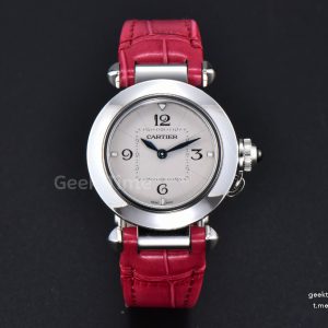 Pasha Ladies AF 30MM White Dial Rose Red Leather Strap Jap Quartz