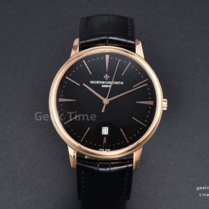 Patrimony Date 40mm RG ZF Black Dial Black Leather Strap MIYOTA 9015