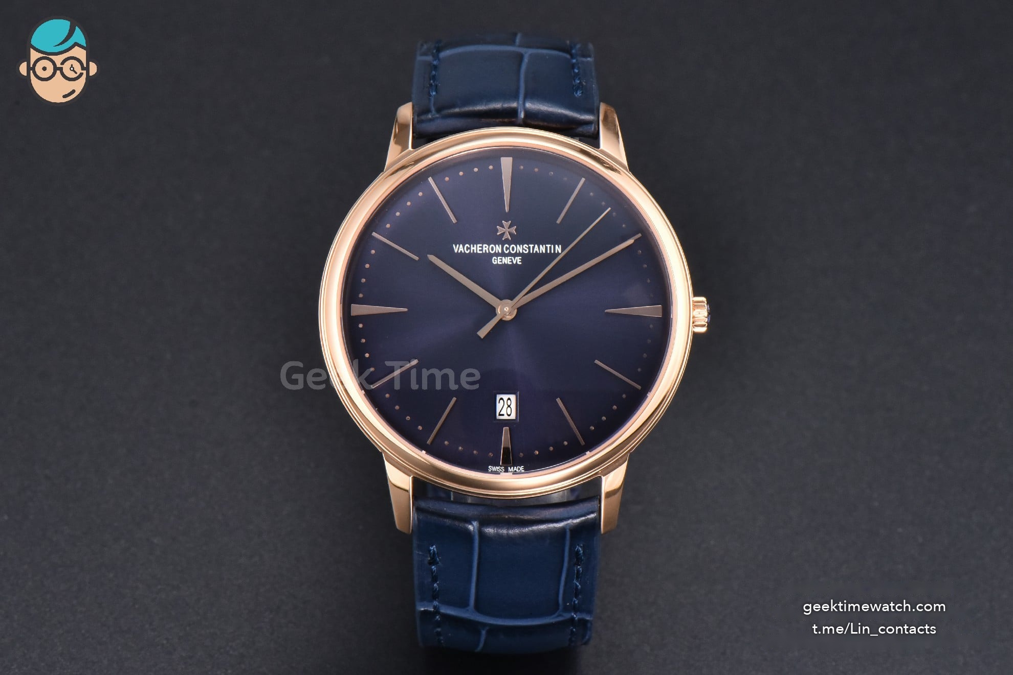 Patrimony Date 40mm RG ZF Blue Dial Blue Leather Strap MIYOTA 9015