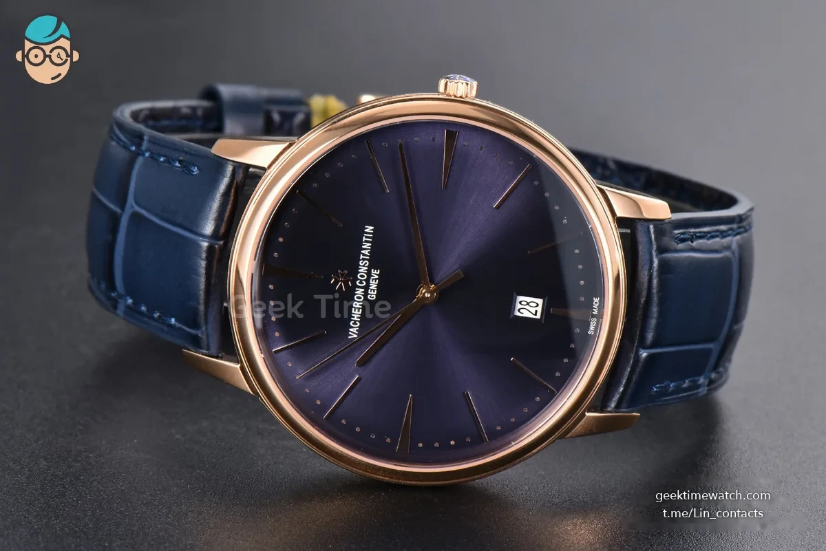 Patrimony Date 40mm RG ZF Blue Dial Blue Leather Strap MIYOTA 9015