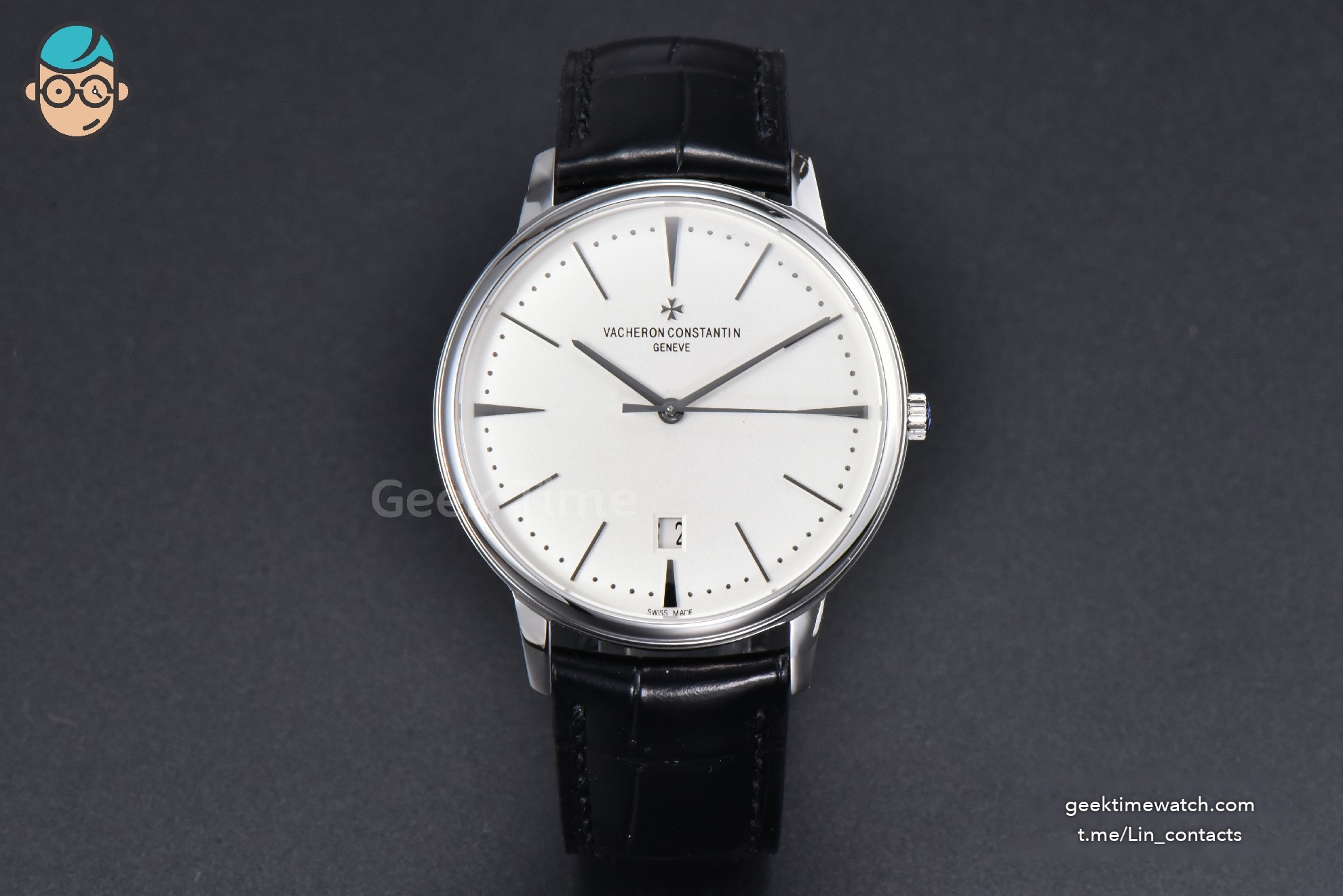 Patrimony Date 40mm ZF White Dial Black Leather Strap MIYOTA 9015