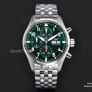 Pilot Chrono IW388104 APSF 41mm Green Dial SS Bracelet Clone SA69385