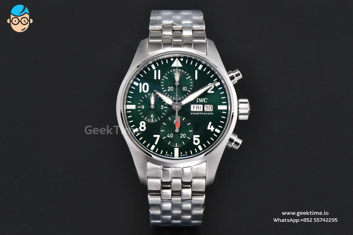 Pilot Chrono IW388104 APSF 41mm Green Dial SS Bracelet Clone SA69385