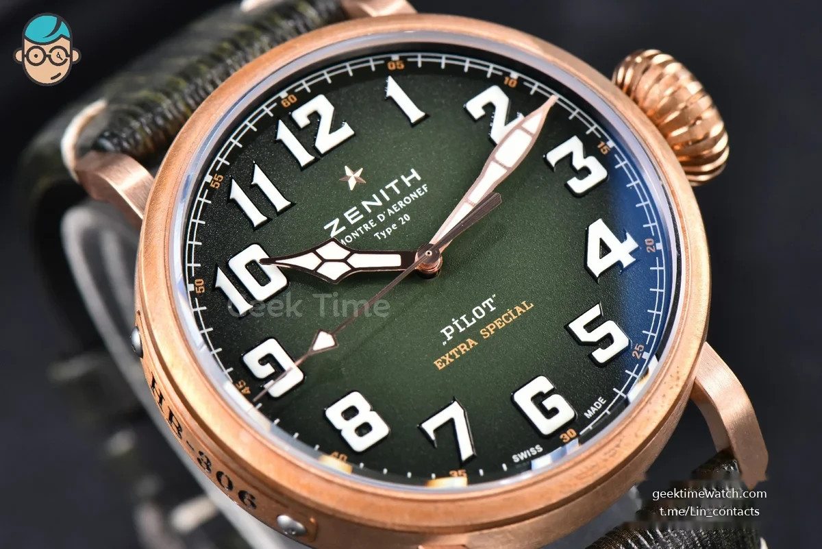 Pilot Type 20 Extra Special Bronze XF 45MM Green Dial Green Leather Strap A2824