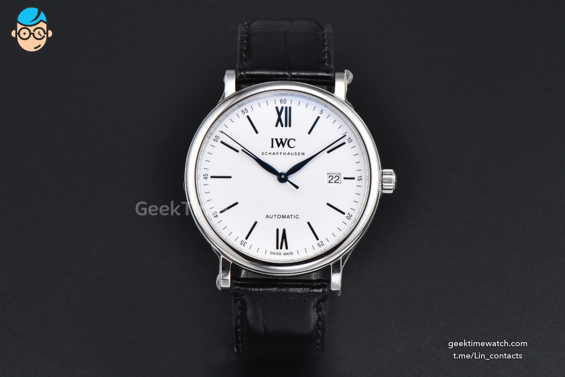 Portofino ‘150 Years’ V7F 40MM White Dial Blue Hands Black Leather Strap A2892