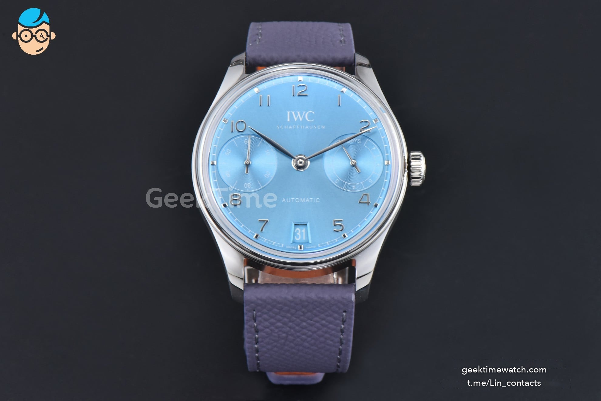 Portugieser Automatic 7 Days IW500703 42mm SS APSF Ice Blue Dial Silver Numeral Markers Gray Leather Strap A52010