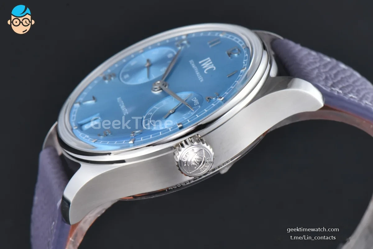 Portugieser Automatic 7 Days IW500703 42mm SS APSF Ice Blue Dial Silver Numeral Markers Gray Leather Strap A52010