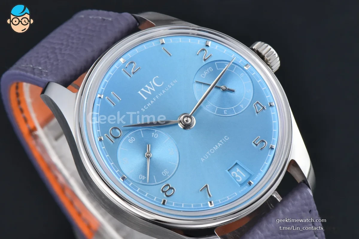 Portugieser Automatic 7 Days IW500703 42mm SS APSF Ice Blue Dial Silver Numeral Markers Gray Leather Strap A52010