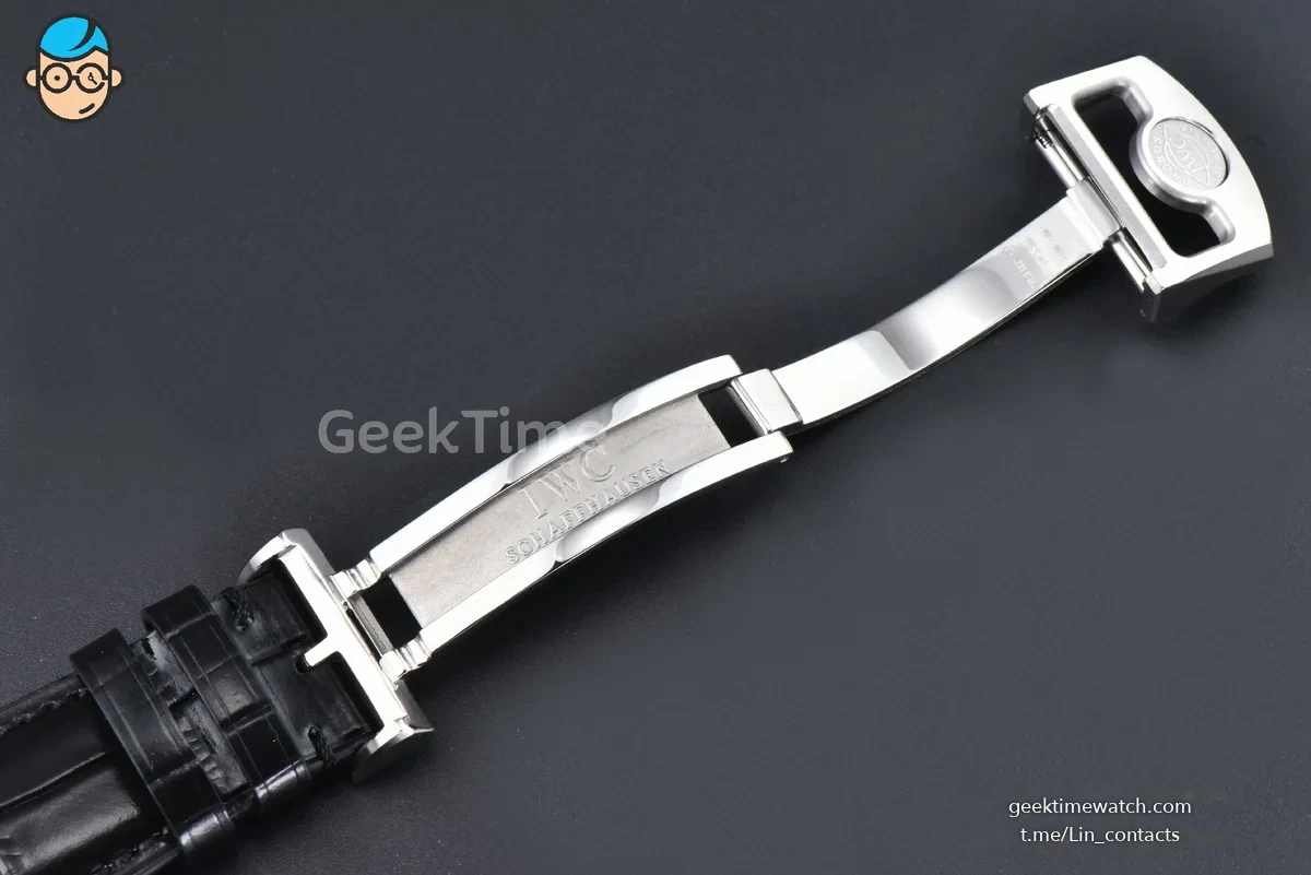 Portugieser Automatic 7 Days IW500703 42mm SS APSF White Dial Gold Numeral Markers Black Leather Strap A52010