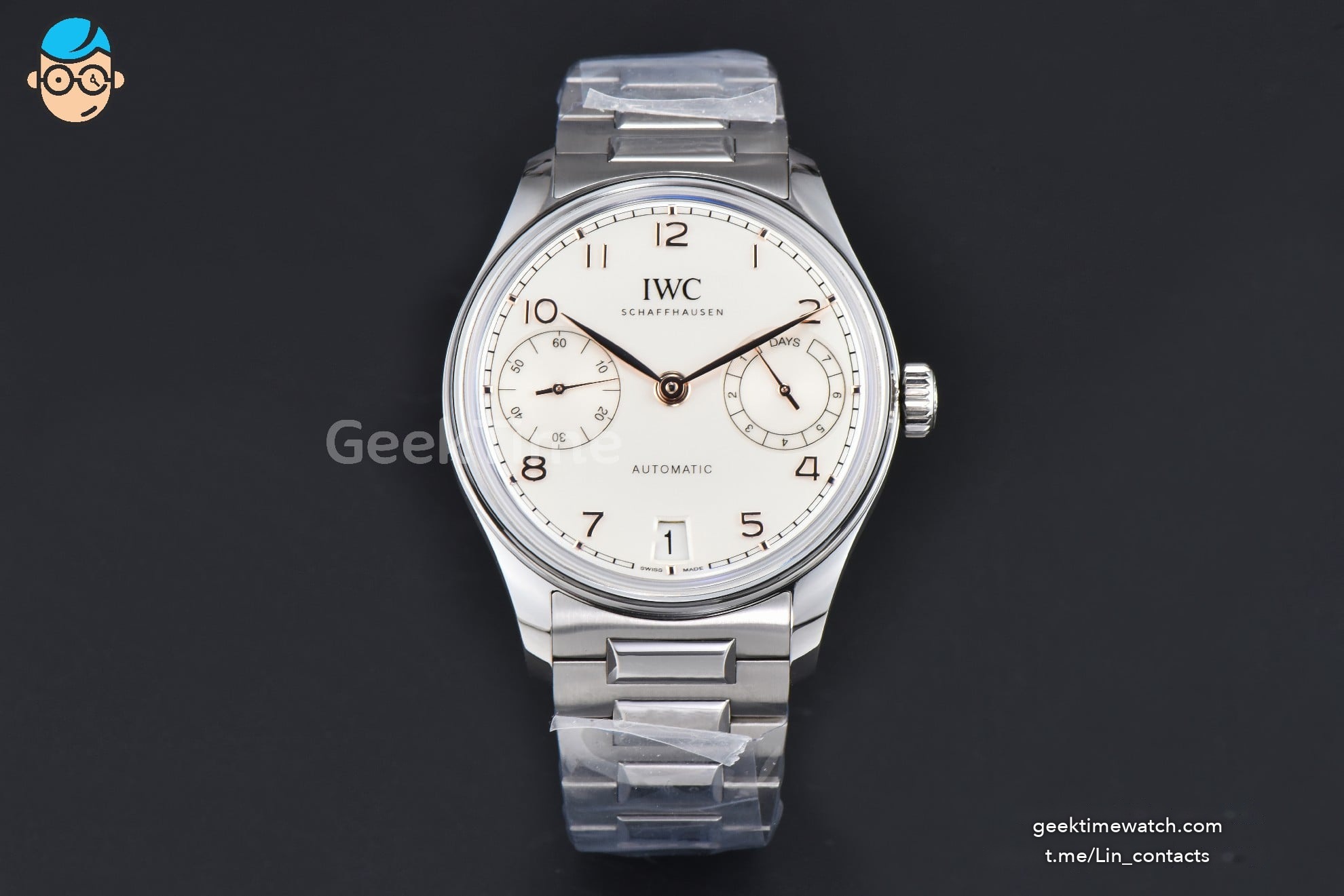 Portugieser Automatic 7 Days IW501701 42mm SS APSF White Dial Gold Numeral Markers SS Bracelet A52010