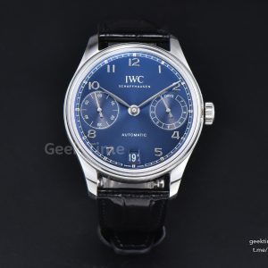 Portugieser  Automatic 7 Days IWC0559B 42mm APSF SS Blue Dial Numeral Markers Black Leather Strap A52010