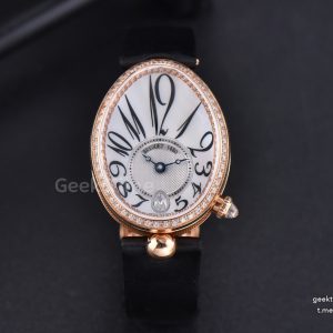 Queen of Naples Ladies ZF 28.5MM RG Diamond White MOP Dial Leather Strap Jap 6T51
