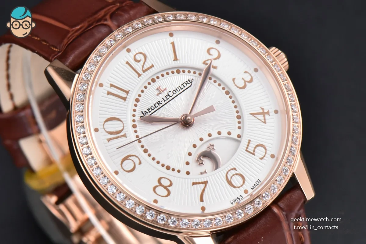 Rendez-Vous Night & Day 34mm APSF RG Diamond White Textured Dial Brown Leather Strap A898
