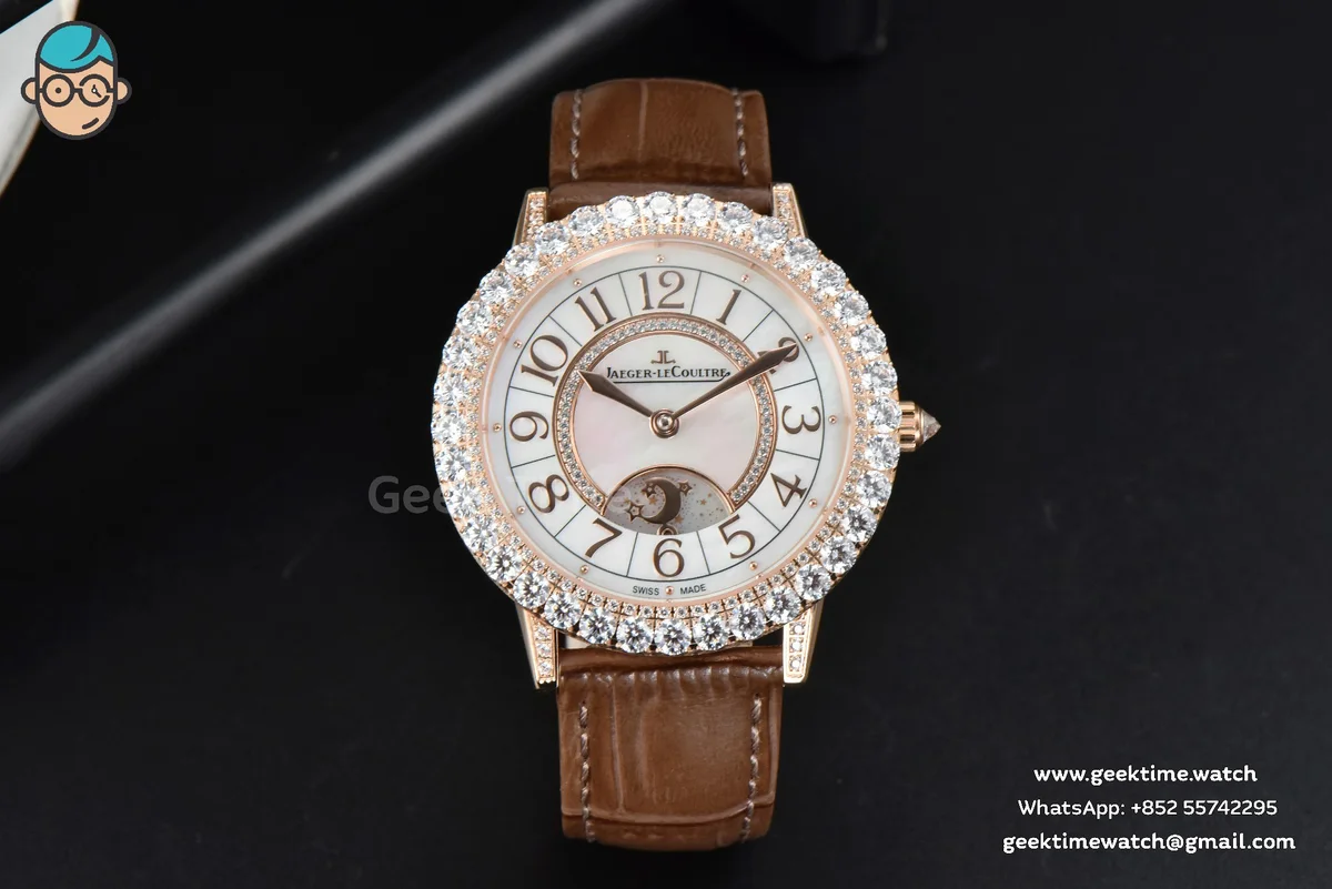 Rendez-Vous Night & Day 37mm GF RG Diamond MOP Dial Brown Leather Strap A7750