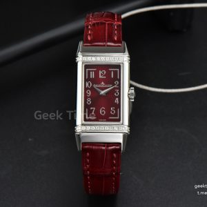 Reverso One 3288420 Real Diamond 20mm IMF White Moissanite Red Leather Strap Swiss Quartz (wth CZ stones 238$)