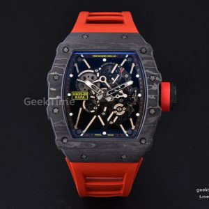 RM035-01 Real NTPT 44.5 x 50mm ZF Black Skeleton Dial Red Crown Red Rubber Strap CAL.RMUL3