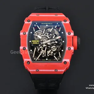 RM035-02 Real NTPT ZF Red Bezel Black Skeleton Dial Red Crown on Black Rubber Strap RMAL1 Super Clone V7
