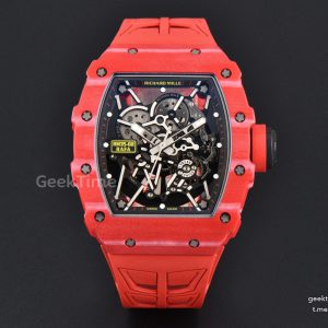RM035-02 Real NTPT ZF Red Bezel Black Skeleton Dial Red Crown on Red Rubber Strap RMAL1 Super Clone V7