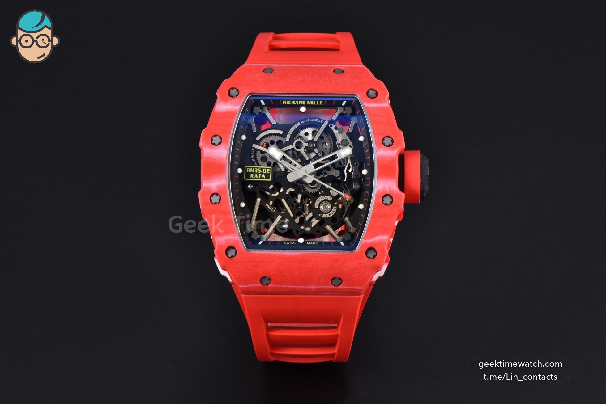 RM035-02 Real NTPT ZF Red Skeleton Dial Red Rubber Strap RMAL1 Clone