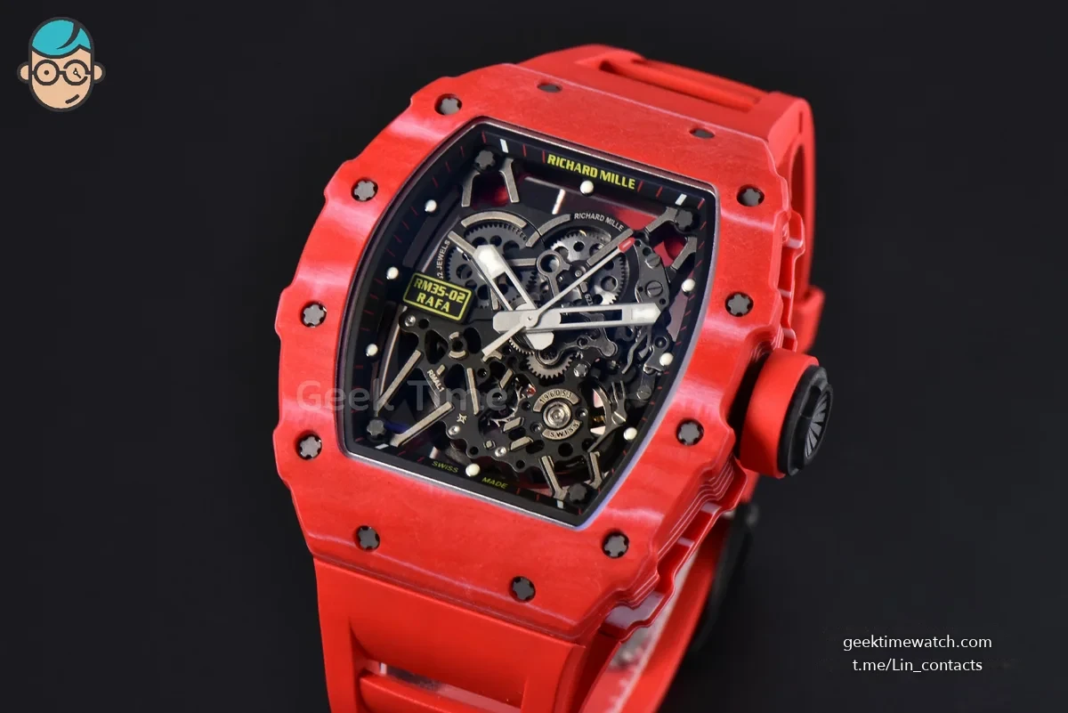 RM035-02 Real NTPT ZF Red Skeleton Dial Red Rubber Strap RMAL1 Clone
