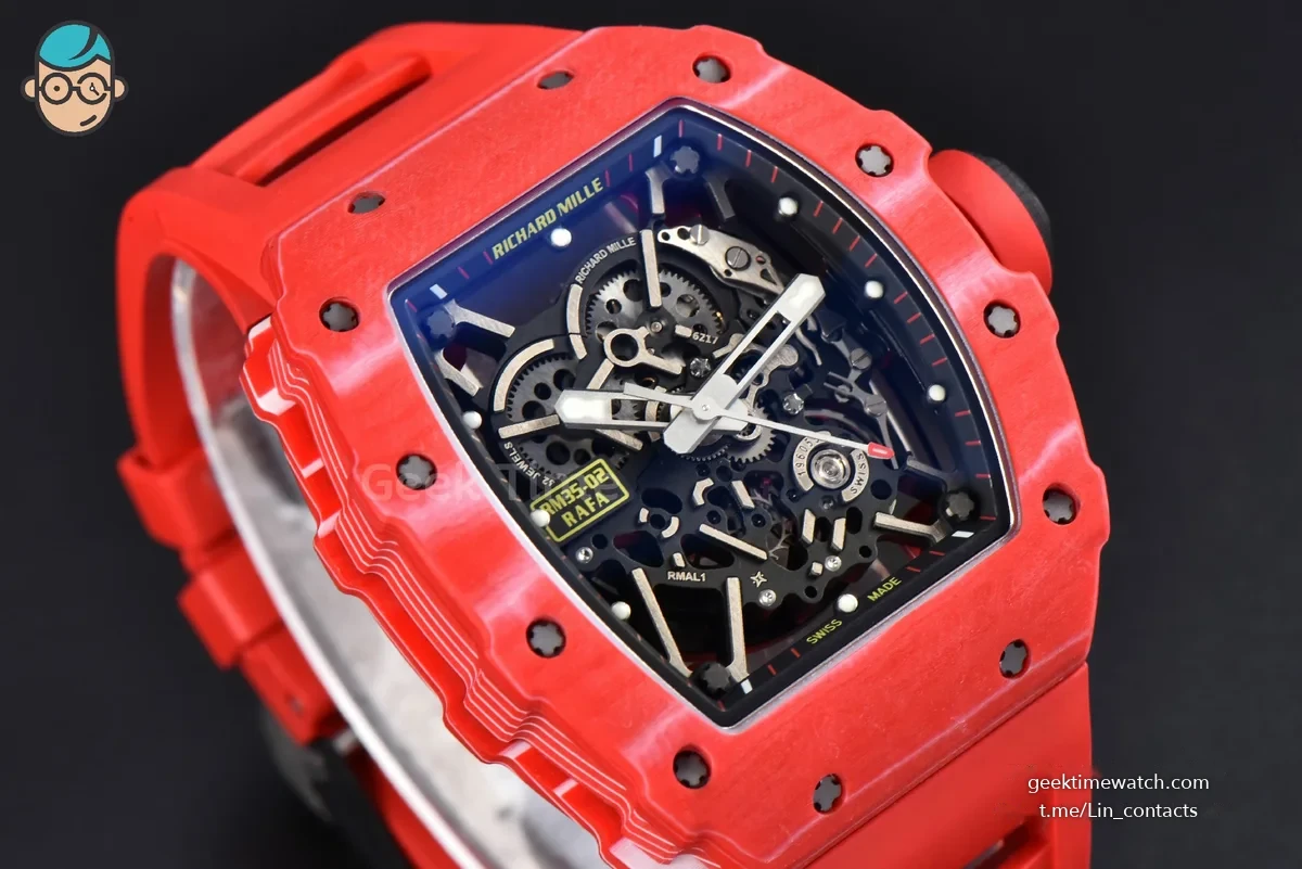 RM035-02 Real NTPT ZF Red Skeleton Dial Red Rubber Strap RMAL1 Clone