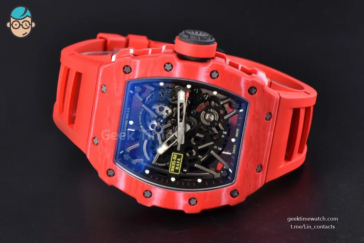 RM035-02 Real NTPT ZF Red Skeleton Dial Red Rubber Strap RMAL1 Clone