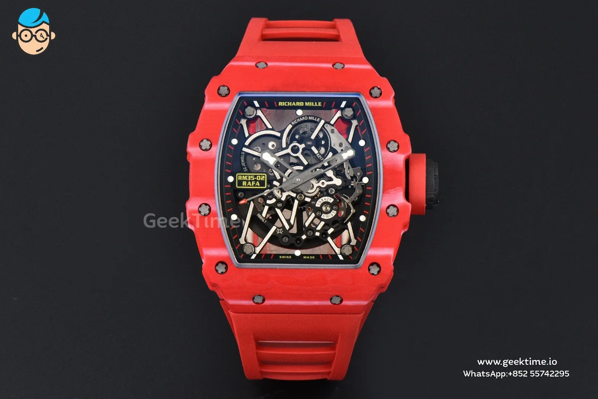 RM035-02 Red NTPT APSF Red Rubber Strap RMAL1 Super Clone V2 (Free Sprung)