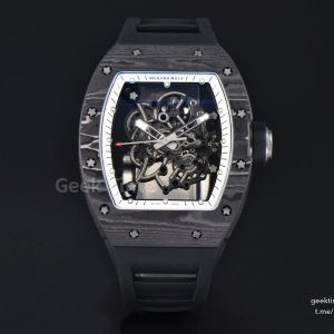 RM055 APSF 42.7mm White Skeleton Dial Black Bezel Black Crown Black Rubber Strap RMUL2