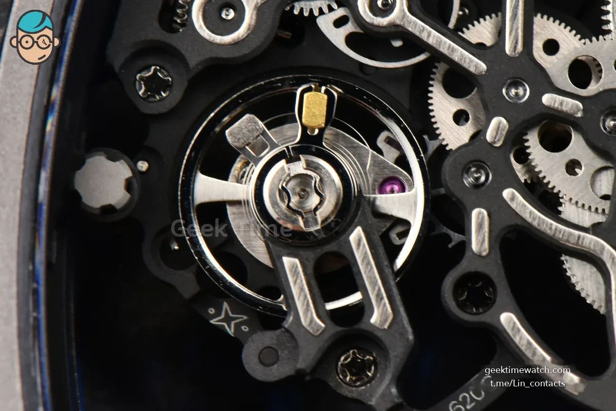RM055 APSF 42.7mm White Skeleton Dial Black Bezel Red Crown White Rubber Strap RMUL2
