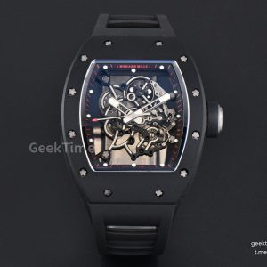 RM055 Ceramic APSF 42.7mm Black Bezel Black Skeleton Dial Black Crown on Black Rubber Strap RMUL2